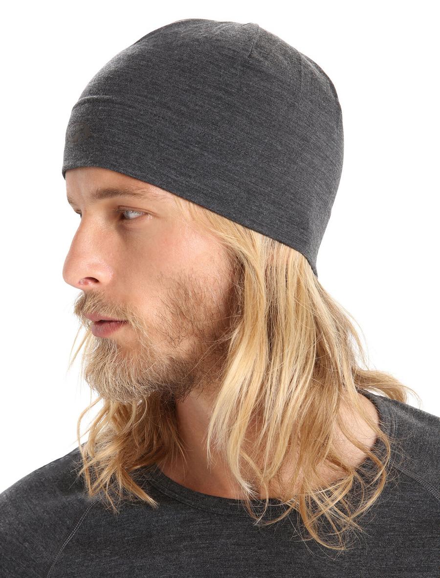 Men's Icebreaker Unisex Merino Chase Beanie Hats Jet Heather | CA 1849MQZA